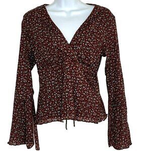 No Boundaries Babydoll Top Cropped sz L Y2K Dark Cottagecore Forest Fairy Grunge